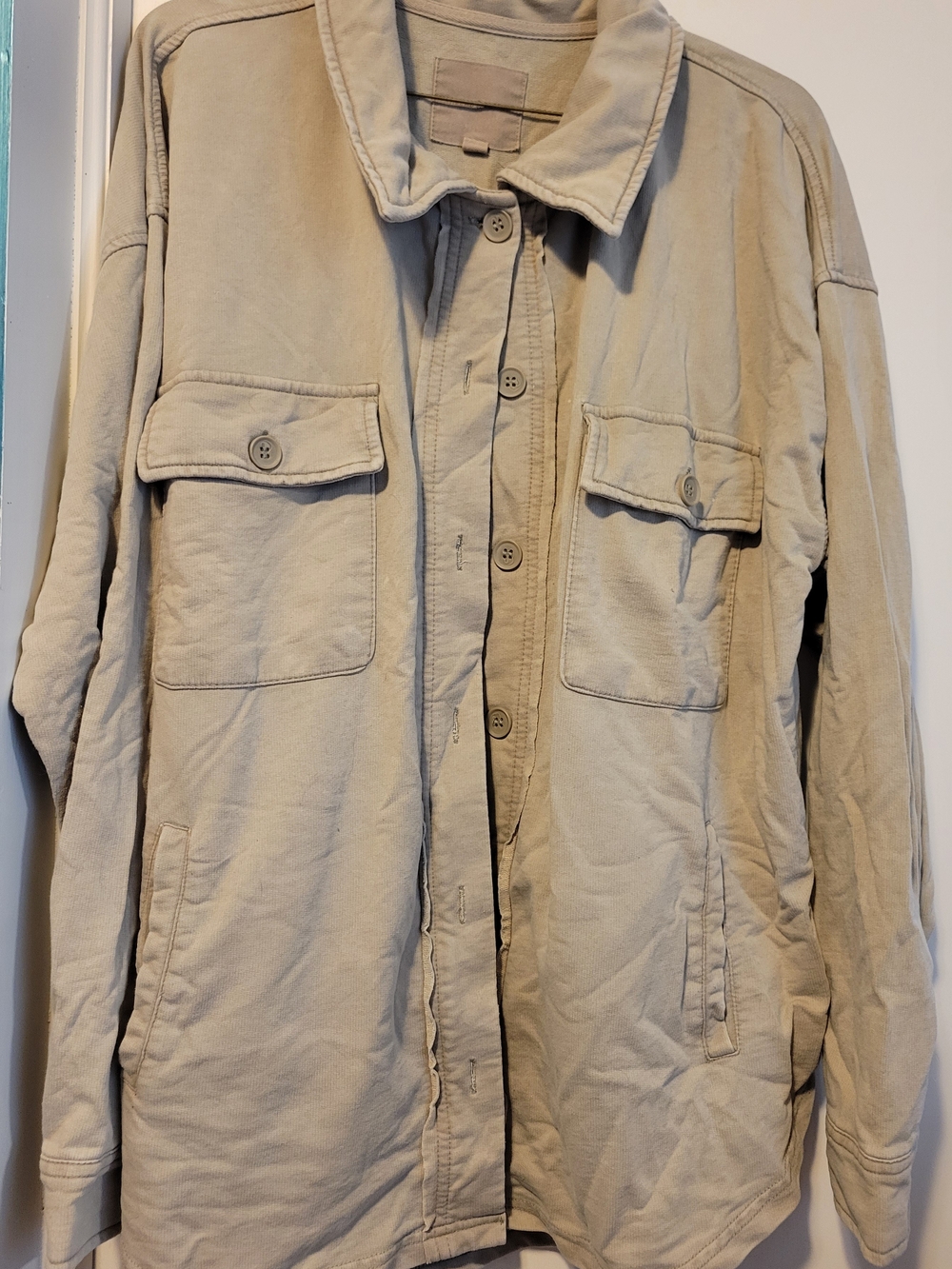 Men's Lightweight Shirt Jacket in Light Beige